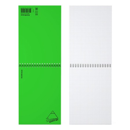 Notepad on spirals A5, 80 sheets, cage, Erichkrause "Motion", plastic cover silk -screen covers, Bellar Belica Block 100%, Green-6