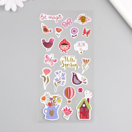 Stick plastic gold embossing "Flowers and love" MIX 10.5x23 cm-1