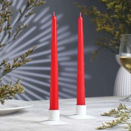 A set of antique candles, 2.3x 24.5 cm, 5 hours, 55 g, 2 pieces, red
