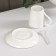 Coffee steam ceramic with a spoon of Coffee, 2 items: a mug of 190 ml, a saucer, a drawing mix
