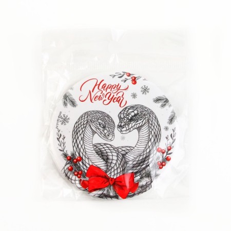 Pocket mirror "Happy New Year", diam. 7 cm-5