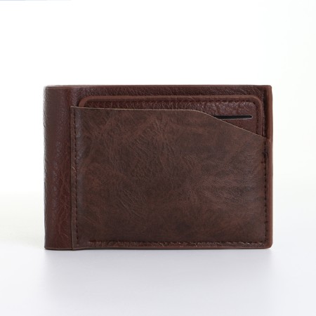 Male purse without fastening, brown color-2
