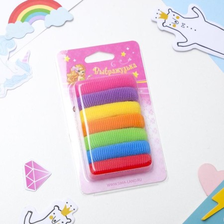 Hair elastic band "Mahrushka" (set 7 pcs) mix