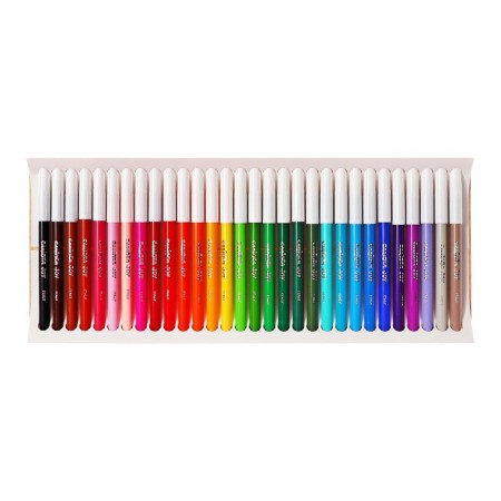 Fleeters 36 colors 60 pieces, carioca "Joy", thin tip, persistent, easily washed off and non -toxic ink, maxi packaging, cardboard pencil case-6