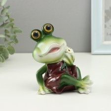 Фигурка "Лягушка с ромашкой" 7х9,5х11,5см
