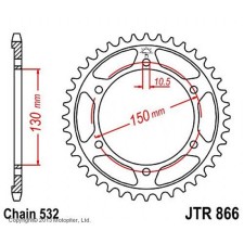 General star JT SPROCKETS JTR866-47, chain 532, 47 teeth