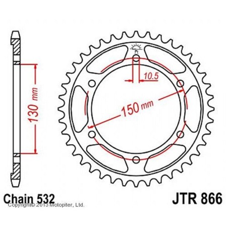 General star JT SPROCKETS JTR866-47, chain 532, 47 teeth