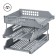 A set of horizontal paper trays, Strong 3 pieces, on metal rods, gray