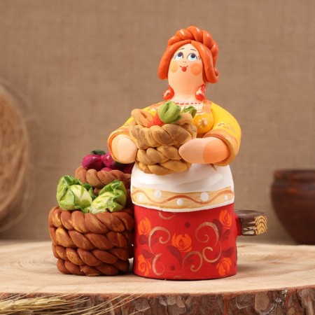 Kovrov toy "Bench Grandma with Harvest", ceramics-1