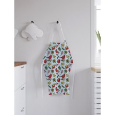 Apron of a kitchen with a “New Year birds” photo print, adjustable, size OS