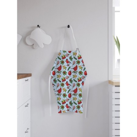 Apron of a kitchen with a “New Year birds” photo print, adjustable, size OS