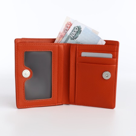 Women's wallet on a magnet, orange color-5