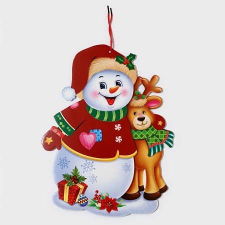 Decorative decoration (suspension) "Snowman and deer" 44x33.5 cm-5