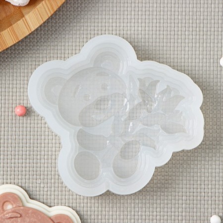 Silicone form "Bear with a bouquet", 7 × 7 cm, transparent color-1