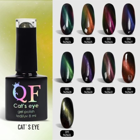 Gel nail polish, “cat`s eye”, 3 phase, 8ml, LED/UV, chameleon/green color (09)-5