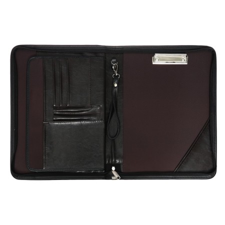 Business folder, artificial leather, 370 x 270 x 30 mm, with a metallic press, pen-tole, to suite 6D071, brown-1