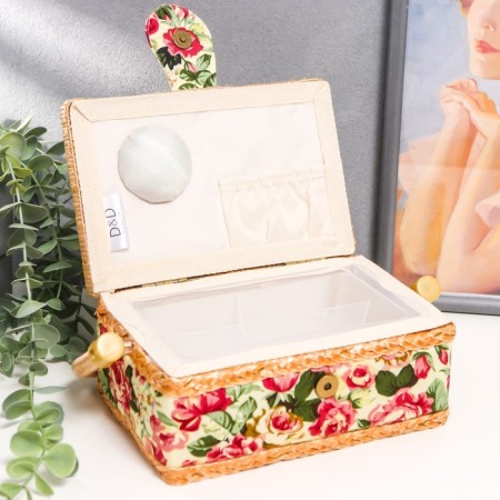 Casket for needlework "Pink buds" 10x13x19.5 cm-3