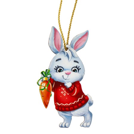 New Year's wooden pendant "New Year! Bunny "-4