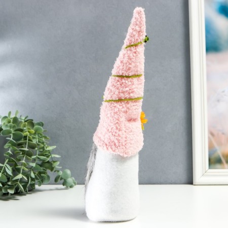 Interior doll "Gnome in a cap with chamomile and roses" 36x7x6 cm cm cm-4