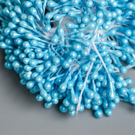 Stamens for flowers "droplets gloss light blue" set 300 pcs length 6 cm-2