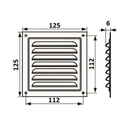 Ventilation grate Zein Lux RM1212C, 125 x 125 mm, with a grid, metal, gray-6