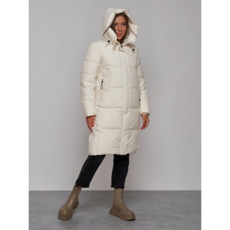Coat insulated winter female, size 42, light-beige color-4