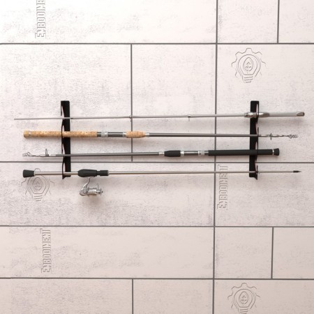 Holder for safe storage of fishing rods, wall-flowing, black