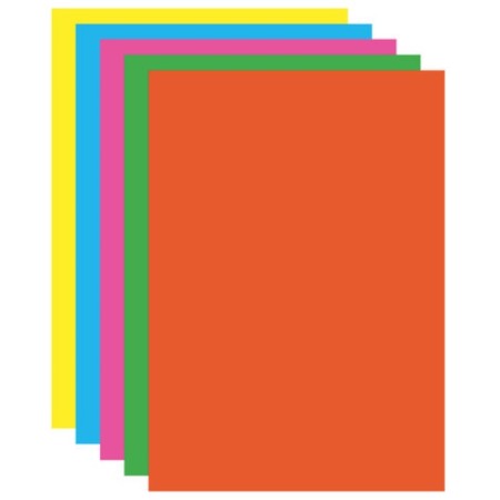 Cardboard of color A4 coated, fluorescent, 10 sheets, 5 colors, in the folder, Brauberg, "Summer"-1