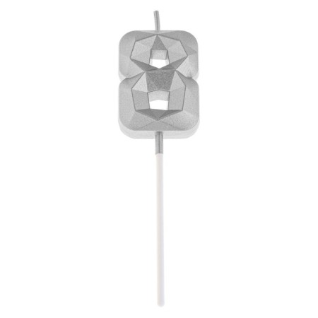 Candle in the cake on the skewer "Almaz", the number "8", silver, 4.8x2.6 cm-5
