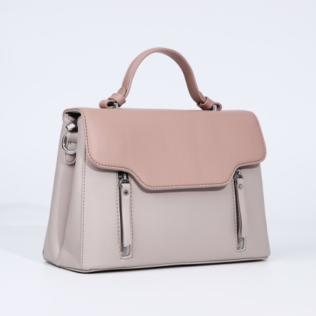 Magnet bag bag, external pocket, long belt, beige color-2