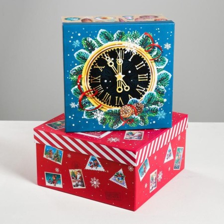 A set of gift boxes 3 in 1 "Soviet", 18 x 18 x 10–22 x 22 x 12 cm, New Year-2