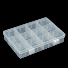 Box for fishing trifles with adjustable cells K-63, 19.5x13.5x4 cm, transparent