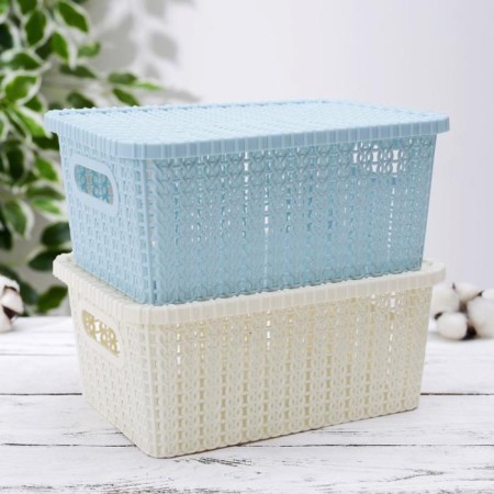 Storage basket with a “wicker lid”, 24.5 × 18 × 10 cm, color mix-5