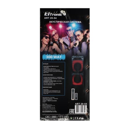 Portable karaoke system Eltronic Wave 300, 80 W, BT, SD, AUX, USB, 2400 mAh, black-10
