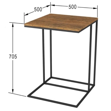 The attached “Highgret” table, 500 × 500 × 705 mm, metal, MDF, American oak color-1