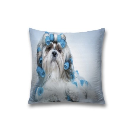Pillowess decorative "dog with curlers", with a zipper, size 45x45 cm