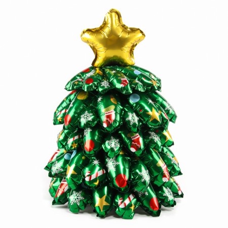 Foil ball 16 "Volumetric New Year tree", mini-1