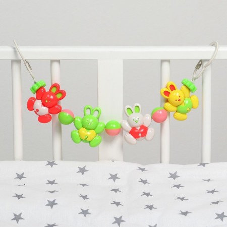 Stretching to a stroller/crib "bunnies", 4 toys, baby me-6