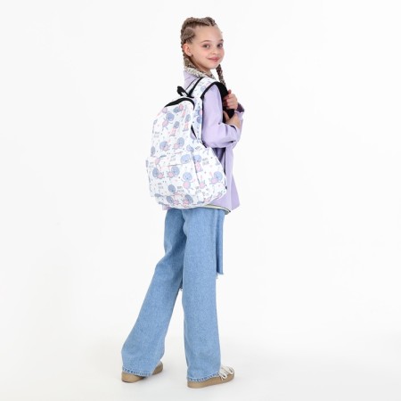 Youth backpack from lightning textiles, 3 pockets, waist bag, white color-9