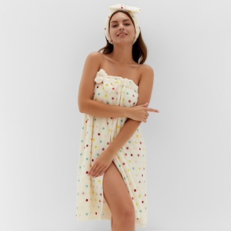 Set for a bathhouse and bathroom Ethel "Confetti", a towel- Pareo 75*120 cm+bandage-5