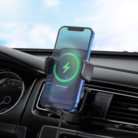 Hoco S35 car holder, wireless charging, for 4.5-6.7 inches, 2 A, black-5
