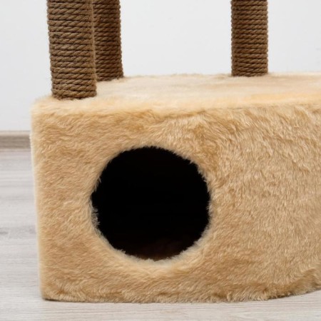 Complex for cats with a claw, corner, with a hammock, 48 x 48 x 171 cm, jute, artificial fur, beige-7