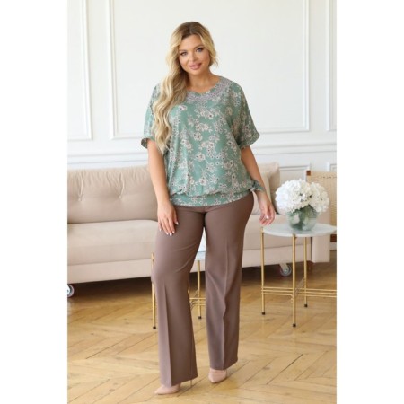 Female blouse, size 54, green color-5