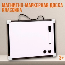 Magnetic marker board with magnets and marker 