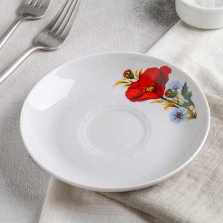 Porcelain saucer "Red poppies", d = 15 cm-1