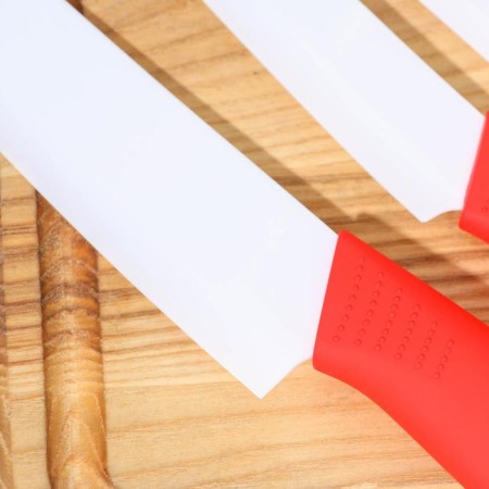 Kitchen kit on the stand “Simple”, 5 objects: knives 7.5 cm, 10.5 cm, 13 cm, 15 cm, vegetable cleaning, red color-4