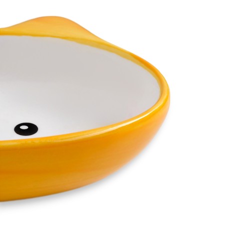 MIK Ceramic oval "cat muzzle" 200 ml 14 x 12 x 3.5 cm, yellow-orange-3