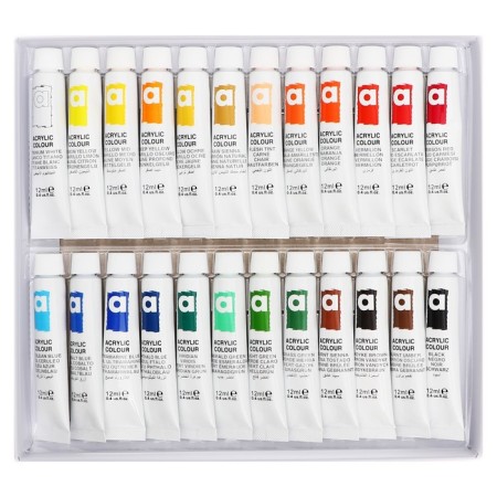 Acrylic paint in a tube, set 24 colors x 12 ml, Brauberg Hobby, 192404-11