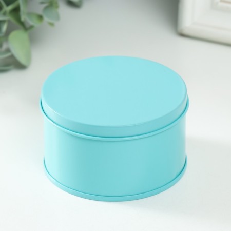 Casket Metal for a candle "Round" blue 7.5x7.5x4.5 cm