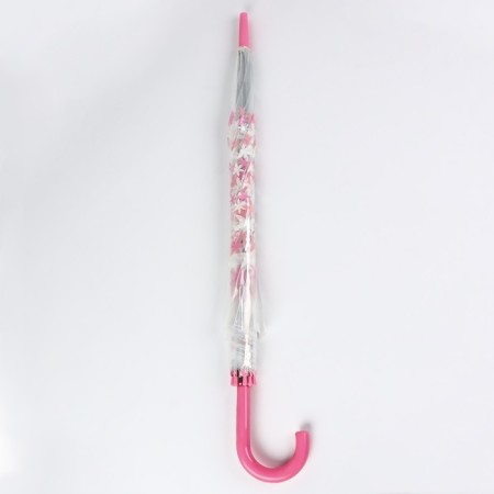 Umbrella - a semiautomatic “flowers” ​​cane, 8 spokes, r = 45 cm, the color is transparent/pink-8